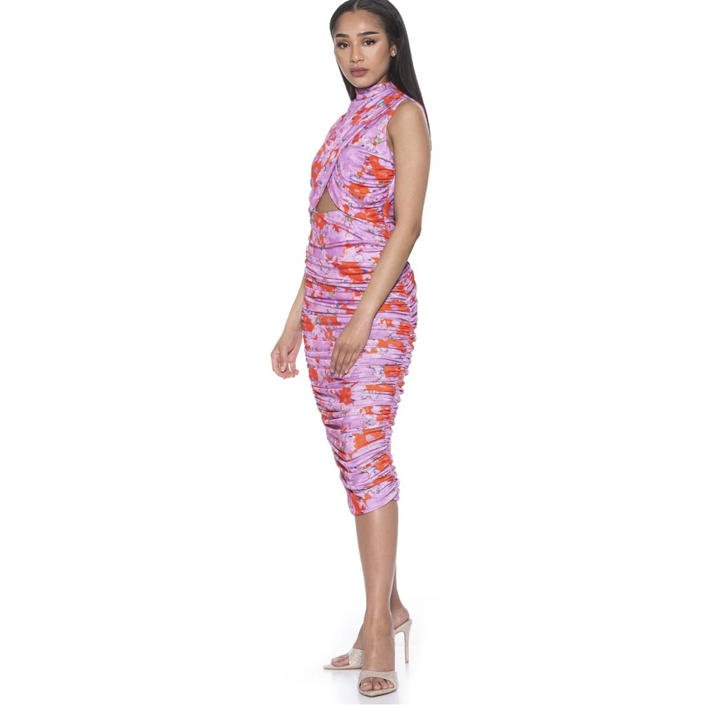 Alexia Admor Lavender & Orange Floral Midi Dress - Picture 2 of 8